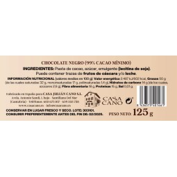 chocolate negro 99% casa cano