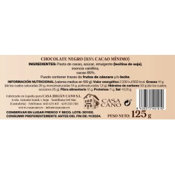 chocolate negro 85% casa cano