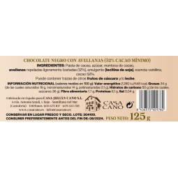 chocolate negro con avellanas casa cano