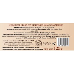 chocolate negro con almendras casa cano