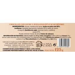 chocolate con leche y avellanas casa cano